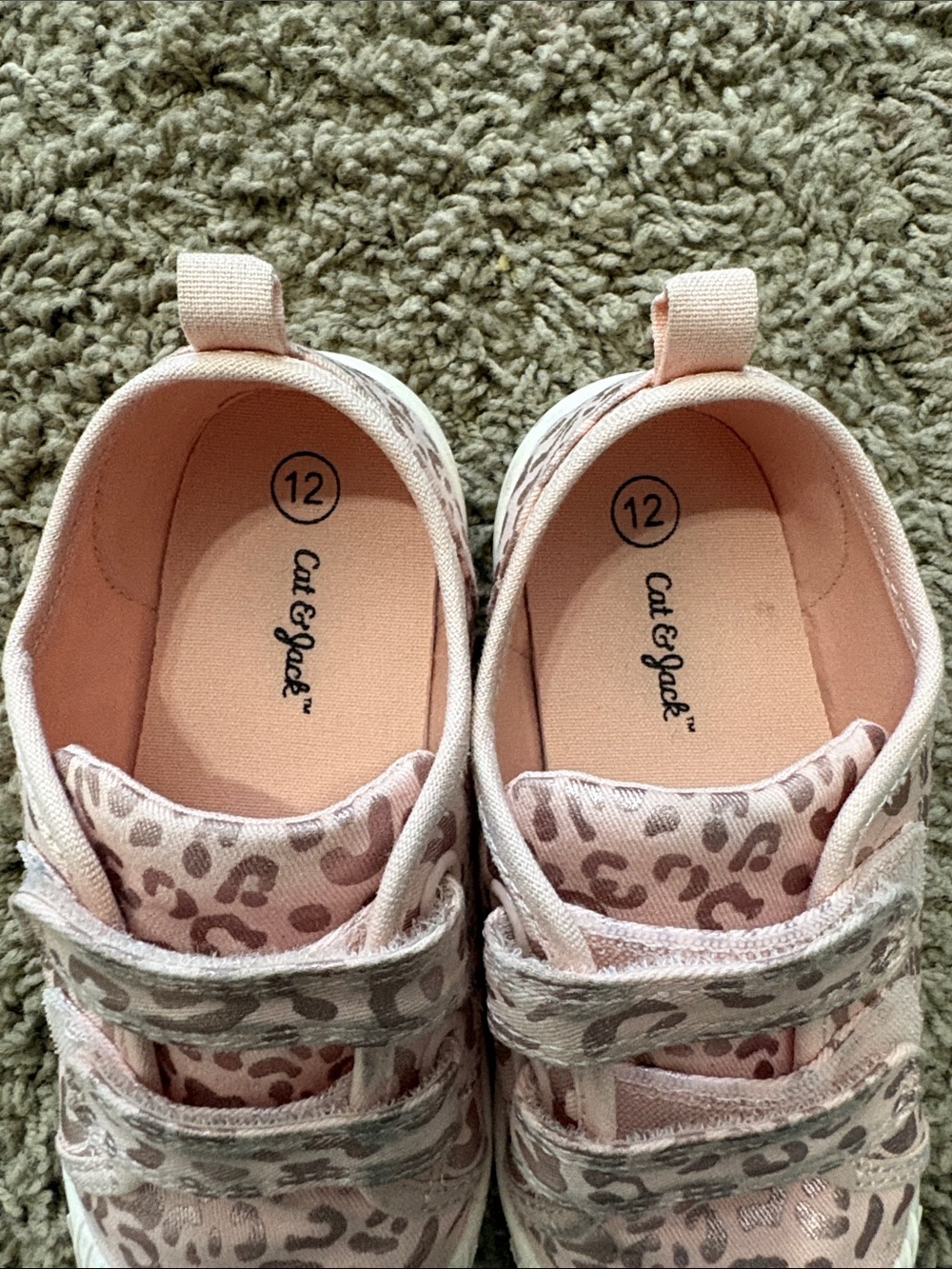 Cat & Jack Pink Leopard Print Hook-and-Loop Sneakers - Picture 2 of 5